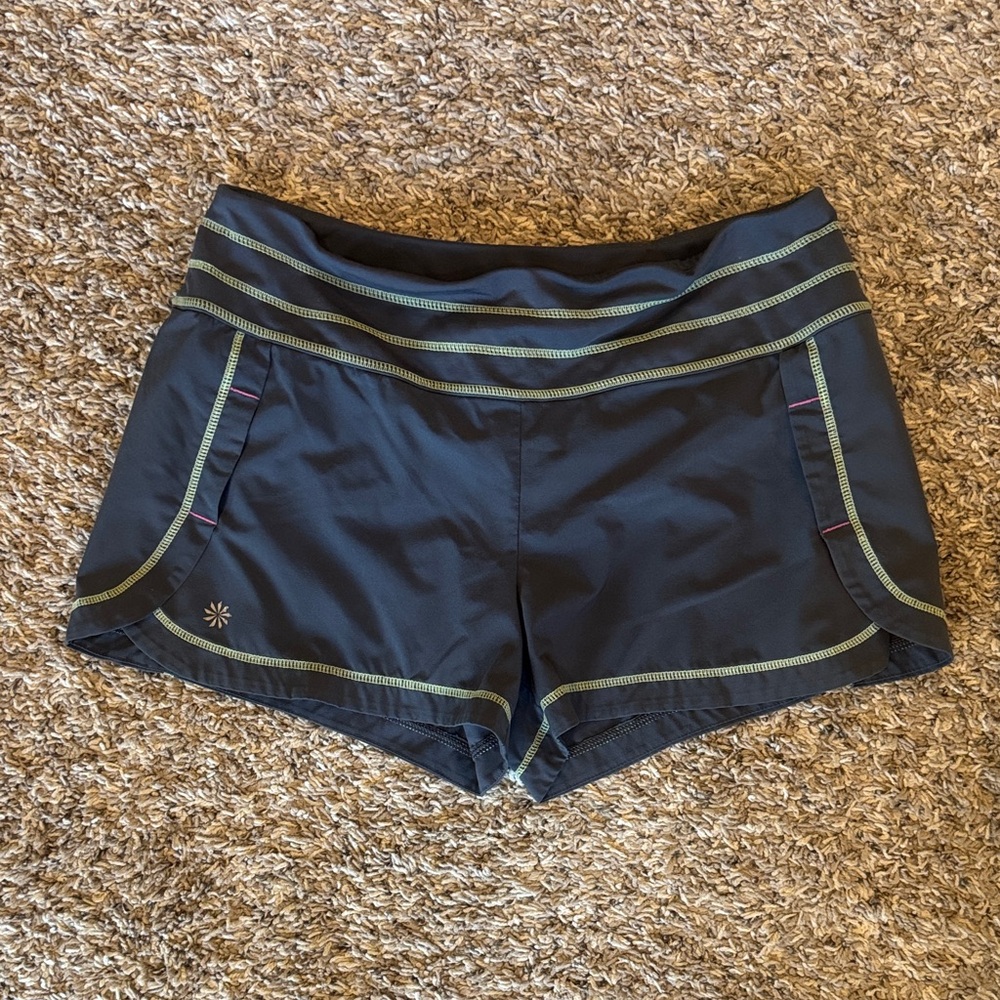 Athletic Women's Dark Gray Shorts with Lime Stitching